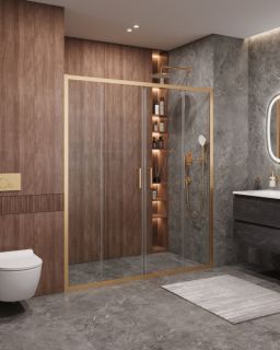 Душевая дверь CEZARES MOLVENO-BF-2-170-C-BORO-IV брашированное золото